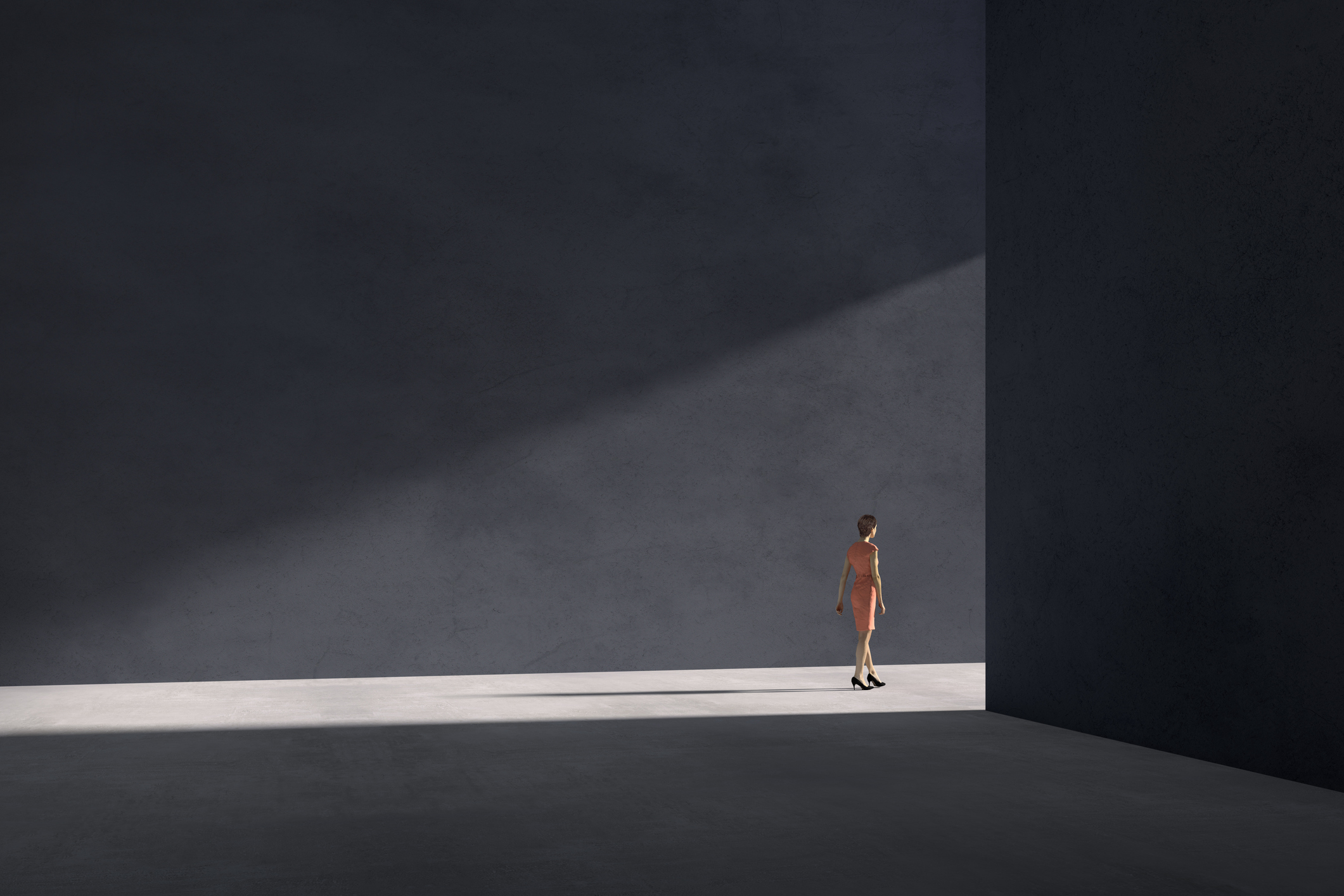 Arbeitsschutz_Quiet Cracking_Business-Frau auf stillem Rückzug_Abstrakt Getty images 1283665490